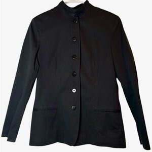 Lauren Ralph Lauren Petite Black Lined Blazer with Mandarin Collar — Size 10P‎